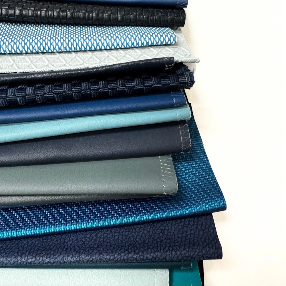 20 Designer Blue Faux Leather Fabric Swatches Quilting Crafts Sewing Upholstery - Picture 4 of 6